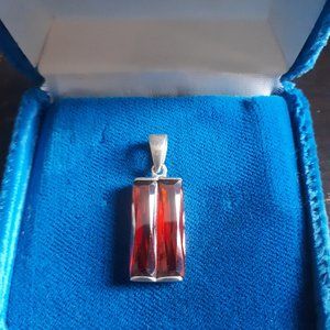 Simulated Garnet and Sterling Silver Pendant